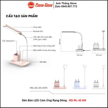 Đèn Bàn LED Cảm Ứng Rạng Đông RD-RL-45 6W