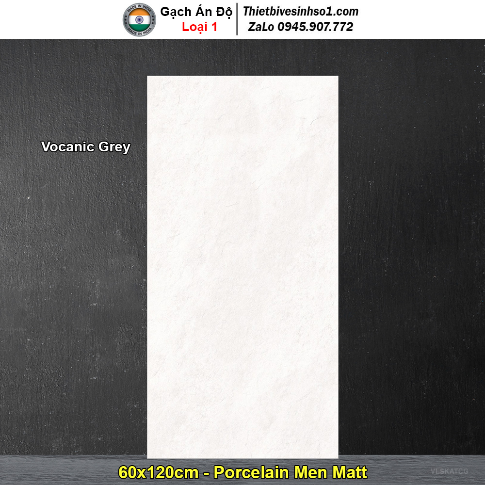 Gạch 60x120 Ấn Độ Vocanic Grey Vân Sáng