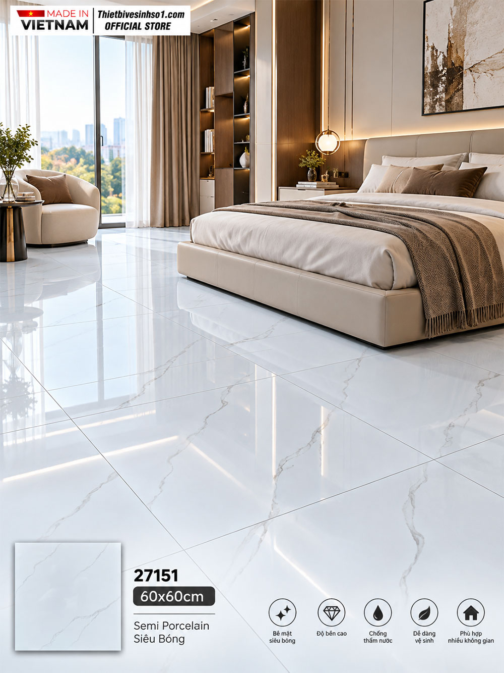 Gạch 60x60 Takao 27151 Trắng Khói Gạch 60x60 Takao 27151 Trắng Khói