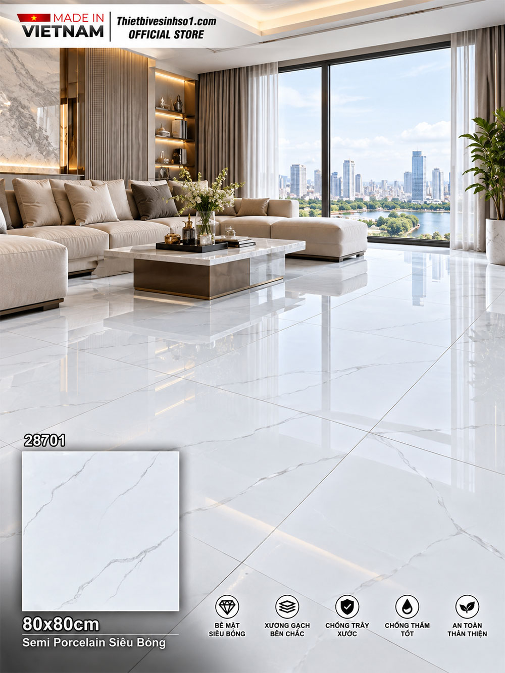 Gạch 80x80 Takao 28701 Trắng Khói Gạch 80x80 Takao 28701 Trắng Khói