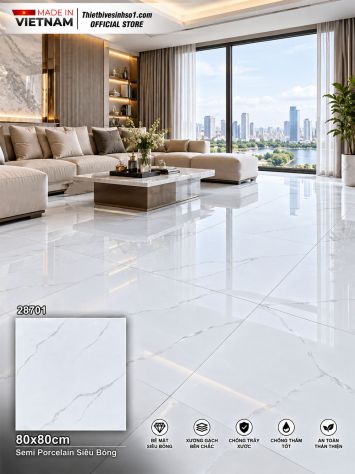 Gạch 80x80 Takao 28701 Trắng Khói