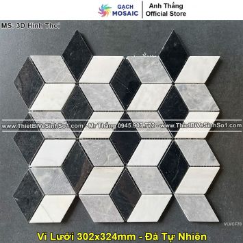 Gạch Mosaic Đá 3D Hình Thoi