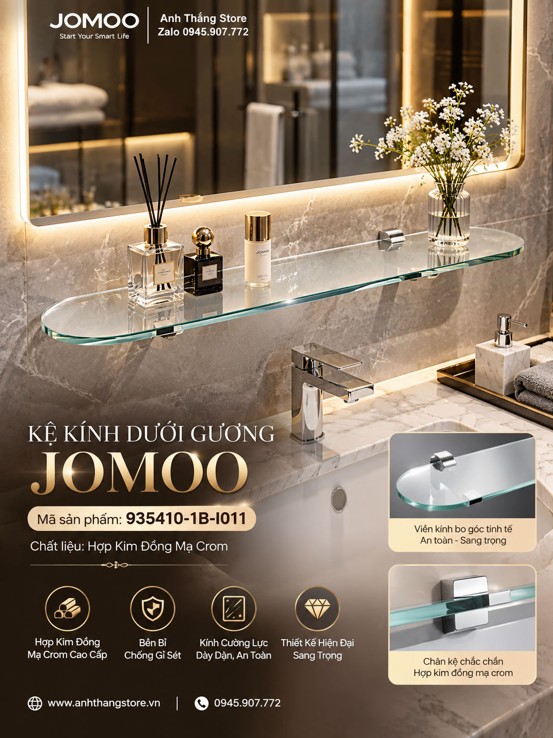 Kệ Kính JOMOO 935410-1B-I011 Kệ Kính JOMOO 935410-1B-I011