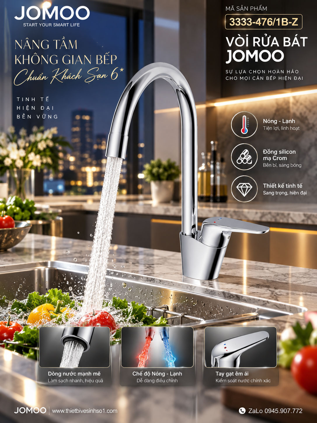 Vòi Rửa Bát JOMOO 3333-476-1B-Z Vòi Rửa Bát JOMOO 3333-476-1B-Z