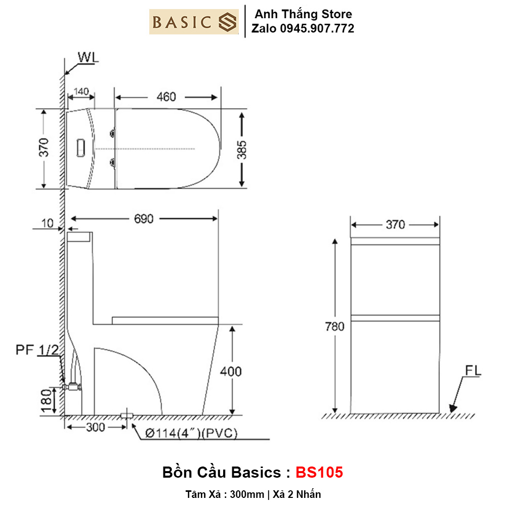 Bồn Cầu Basics BS105