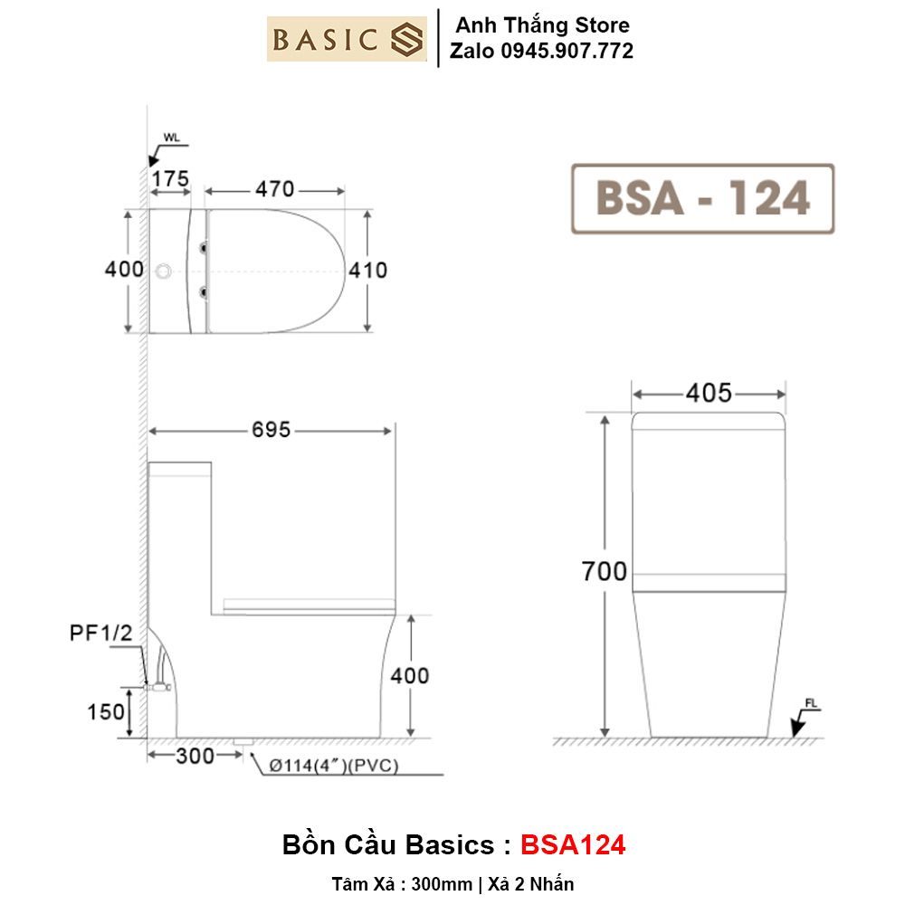 Bồn Cầu Basics BSA124
