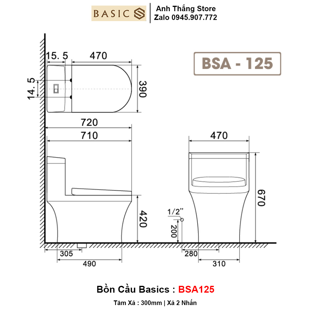Bồn Cầu Basics BSA125