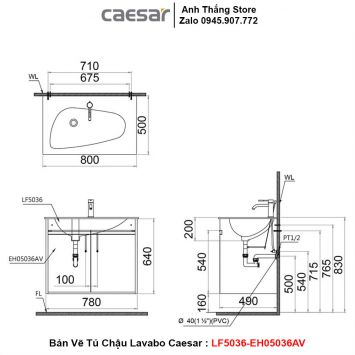 Tủ Chậu Lavabo Caesar LF5036-EH05036AV