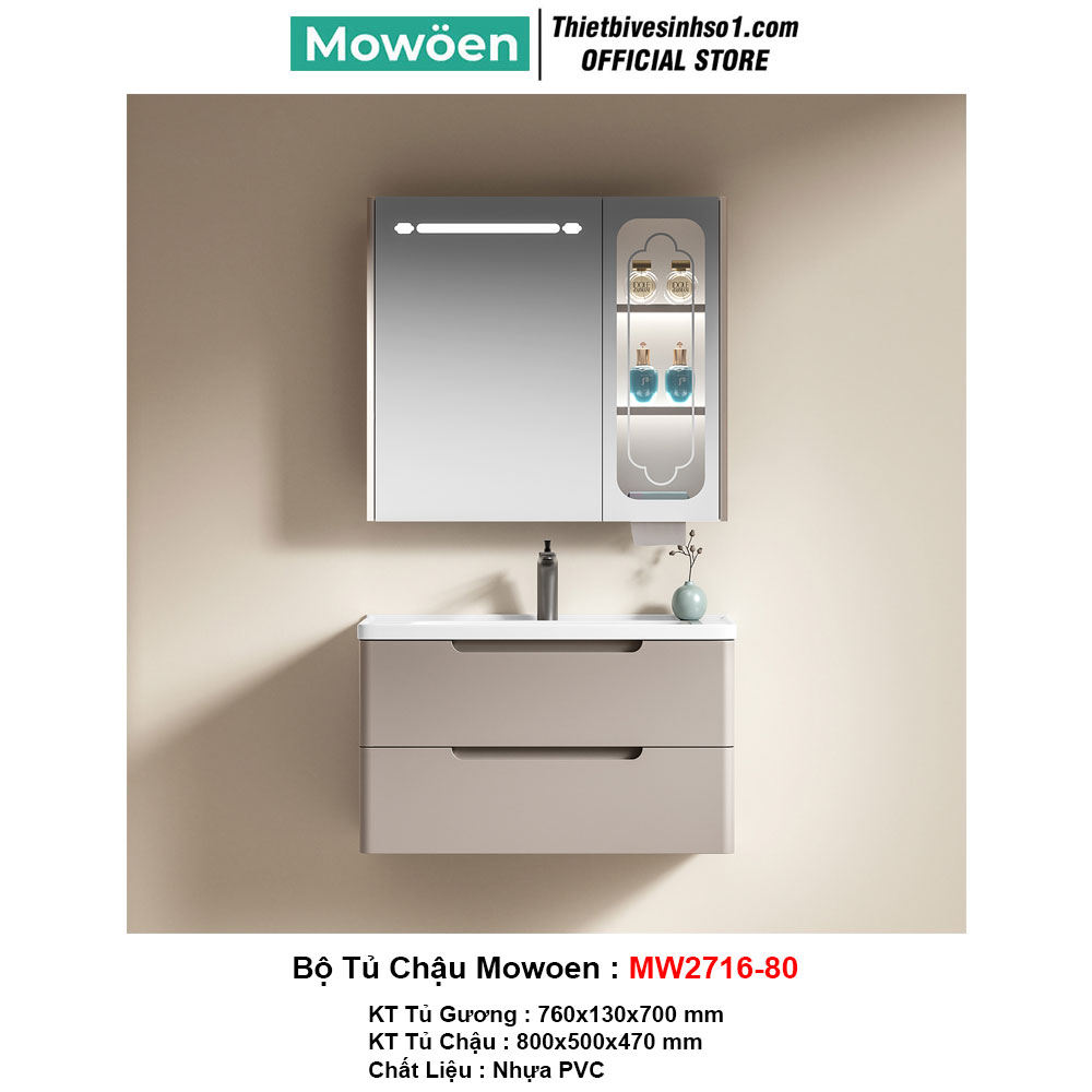 Bộ Tủ Chậu Mowoen MW2716-80