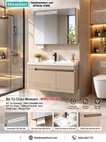 Bộ Tủ Chậu Mowoen MW2708-80