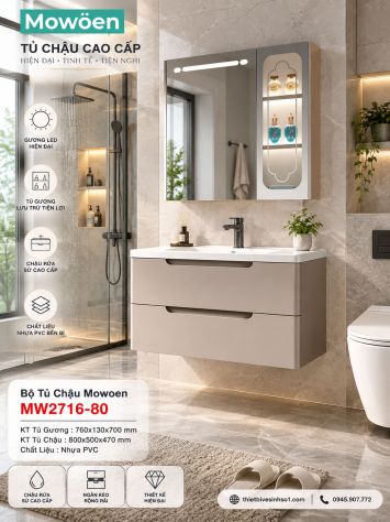 Bộ Tủ Chậu Mowoen MW2716-80