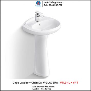 Chậu Lavabo Viglacera VTL3+Vi1T (1Lỗ)