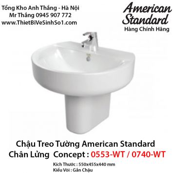 Chậu Rửa Lavabo Treo Tường American Standard 0553-WT+0740-WT
