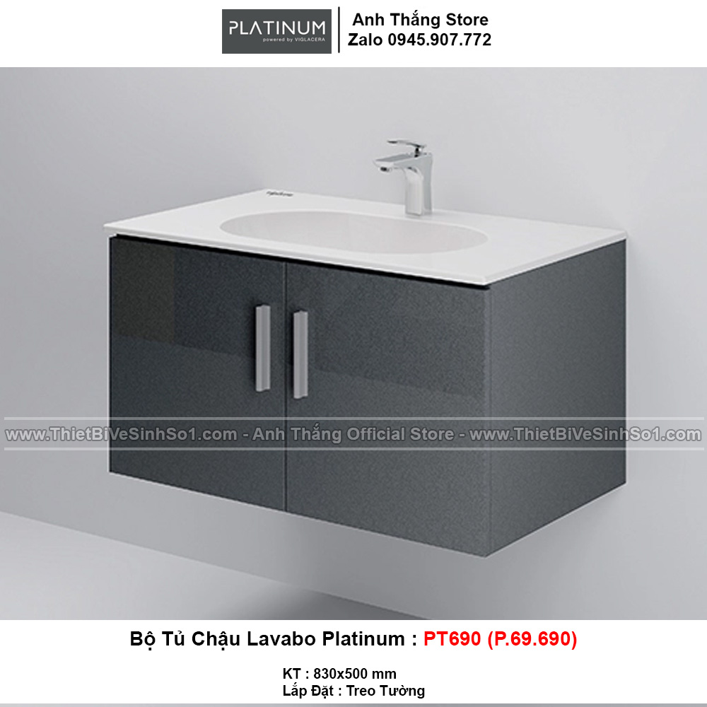 Bộ Tủ Chậu Lavabo Platinum PT690 (P.69.690)