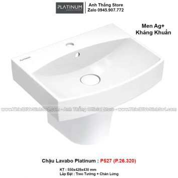 Chậu Lavabo + Chân Lửng Platinum P527 (P.26.320)