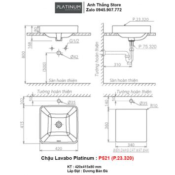 Chậu Lavabo Platinum P521 (P.23.320)