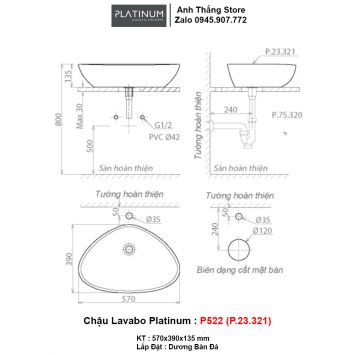 Chậu Lavabo Platinum P522 (P.23.321)