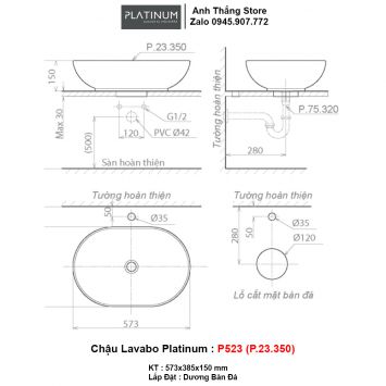 Chậu Lavabo Platinum P523 (P.23.350)