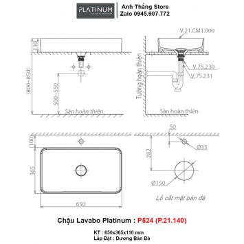 Chậu Lavabo Platinum P524 (P.21.140)