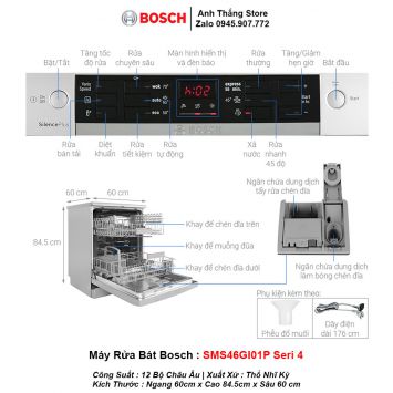 Máy Rửa Bát Bosch SMS46GI01P Seri 4