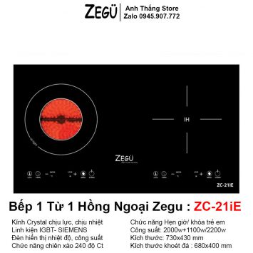 Bếp 1 Từ 1 Hồng Ngoại ZEGU ZC-21iE
