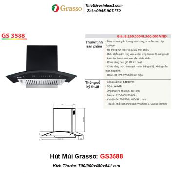 Máy Hút Mùi Grasso GS3588