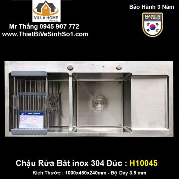 Chậu Rửa Bát 2 Hố 1 Bàn inox Đúc Kagol H10045-3.5mm