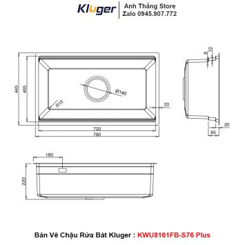 Chậu Rửa Bát Kluger KWU8161FB-S76 Plus