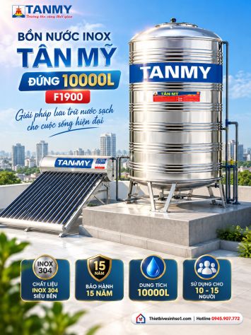 Bồn Nước inox Tân Mỹ Đứng 10000L-(F1900)
