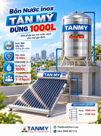 Bồn Nước inox Tân Mỹ Đứng 1000L
