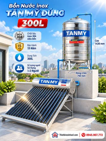 Bồn Nước inox Tân Mỹ Đứng 300L