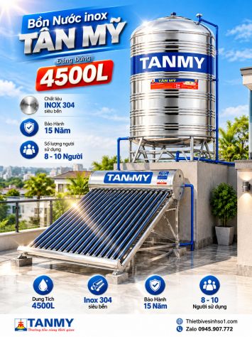 Bồn Nước inox Tân Mỹ Đứng 4500L