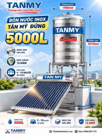 Bồn Nước inox Tân Mỹ Đứng 5000L