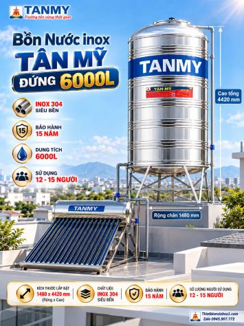 Bồn Nước inox Tân Mỹ Đứng 6000L