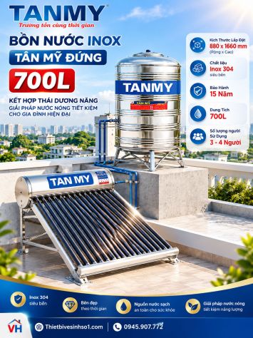 Bồn Nước inox Tân Mỹ Đứng 700L