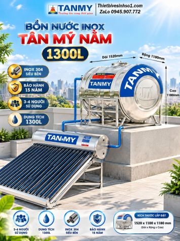 Bồn Nước inox Tân Mỹ Nằm 1300L