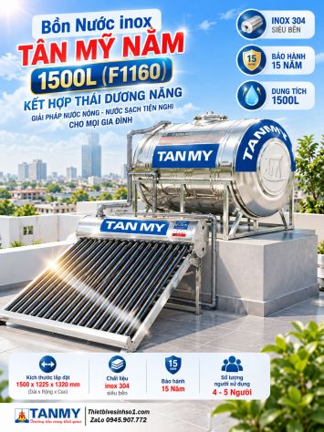 Bồn Nước inox Tân Mỹ Nằm 1500L-(F1160)
