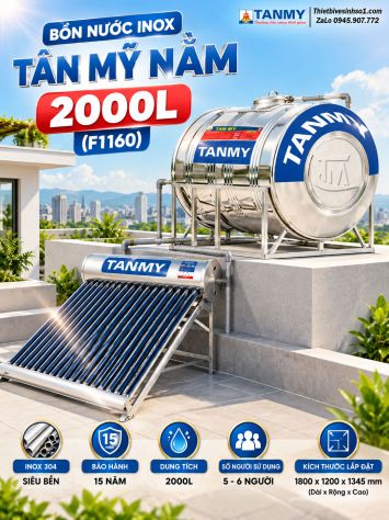 Bồn Nước inox Tân Mỹ Nằm 2000L-(F1160)