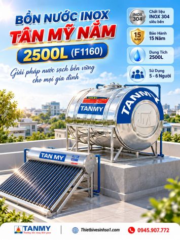 Bồn Nước inox Tân Mỹ Nằm 2500L-(F1160)