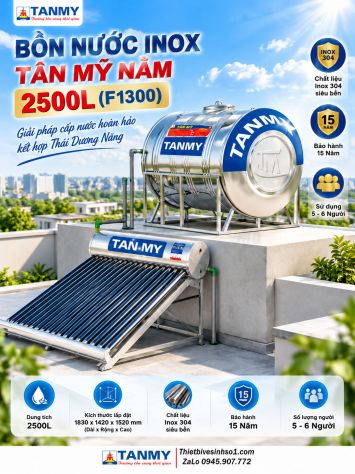 Bồn Nước inox Tân Mỹ Nằm 2500L-(F1300)