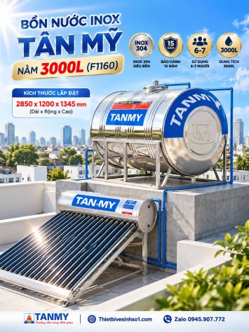 Bồn Nước inox Tân Mỹ Nằm 3000L-(F1160)