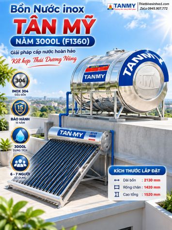 Bồn Nước inox Tân Mỹ Nằm 3000L-(F1360)
