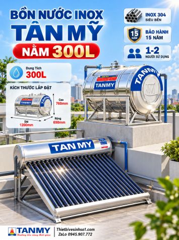 Bồn Nước inox Tân Mỹ Nằm 300L