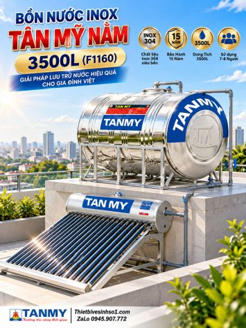 Bồn Nước inox Tân Mỹ Nằm 3500L-(F1160)