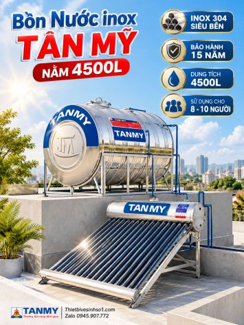 Bồn Nước inox Tân Mỹ Nằm 4500L