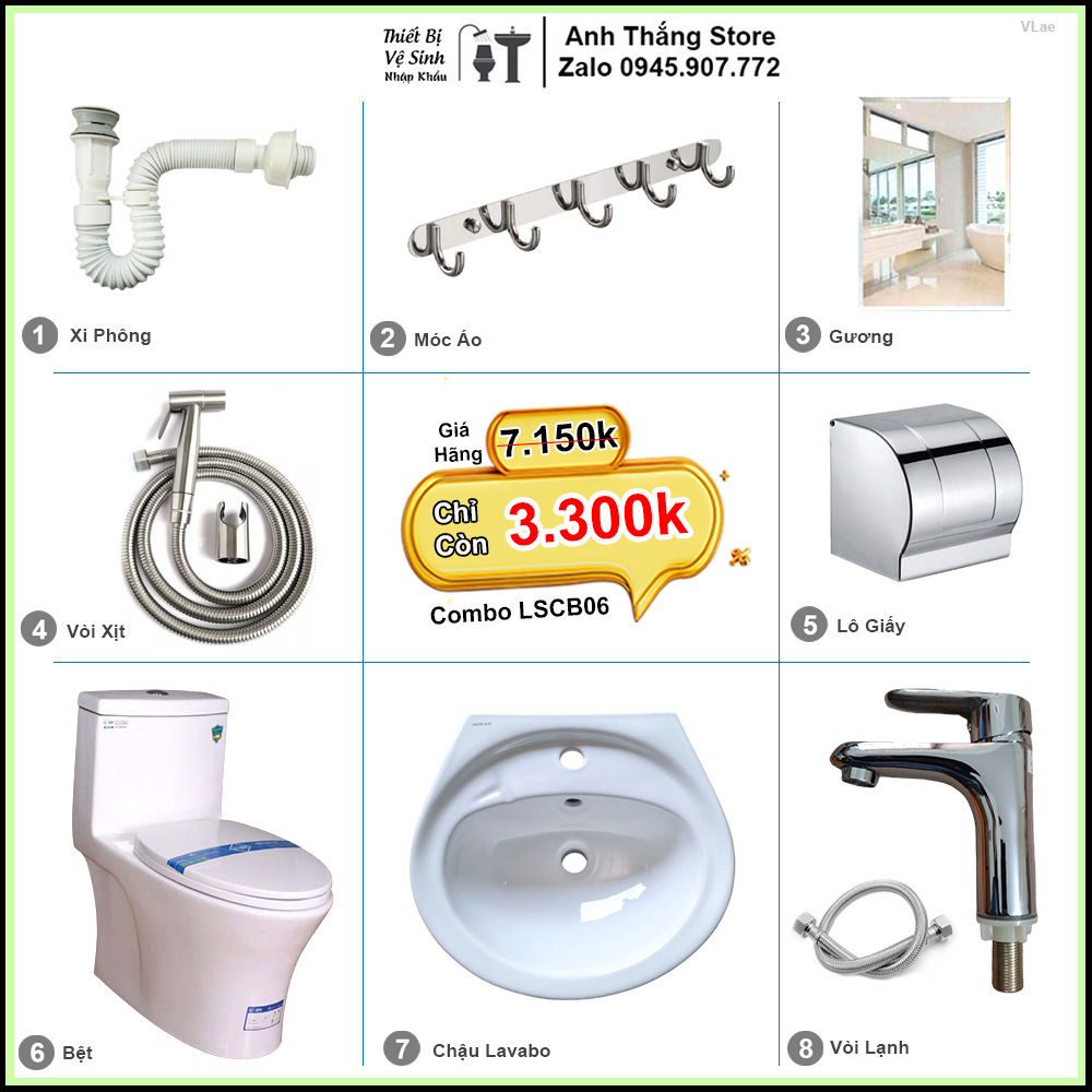 Combo Trọn Bộ Phòng Tắm Thiết Bị Vệ Sinh LSCB06