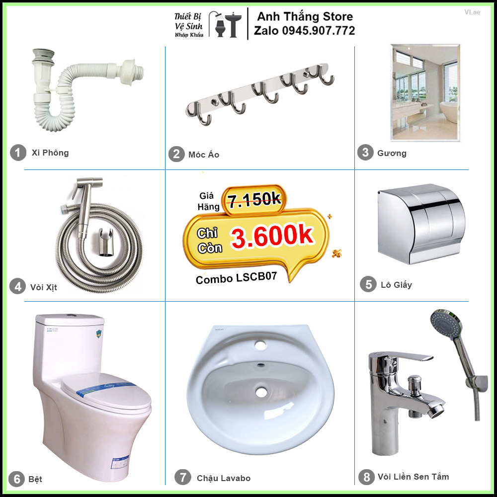 Combo Trọn Bộ Phòng Tắm Thiết Bị Vệ Sinh LSCB07