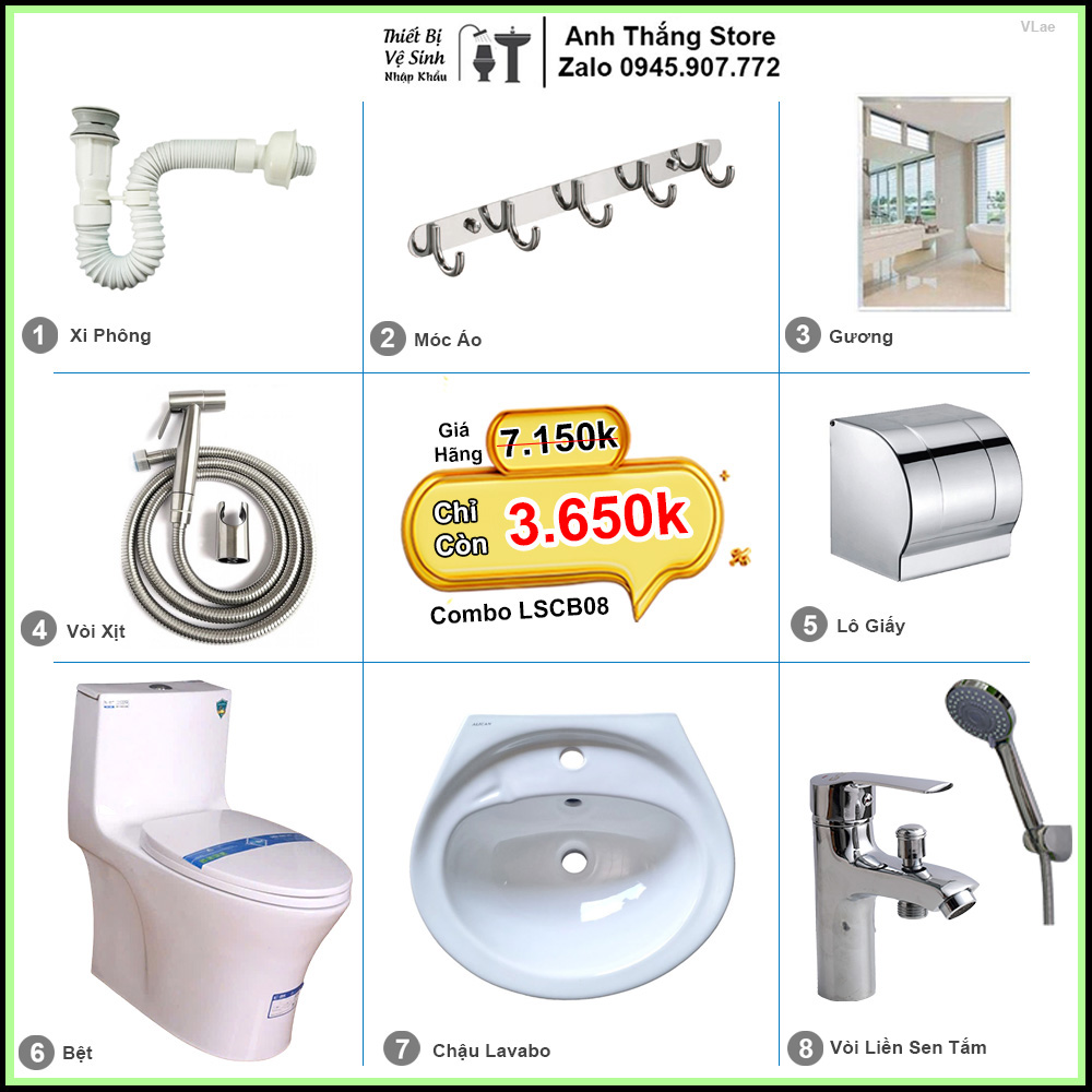 Combo Trọn Bộ Phòng Tắm Thiết Bị Vệ Sinh LSCB08