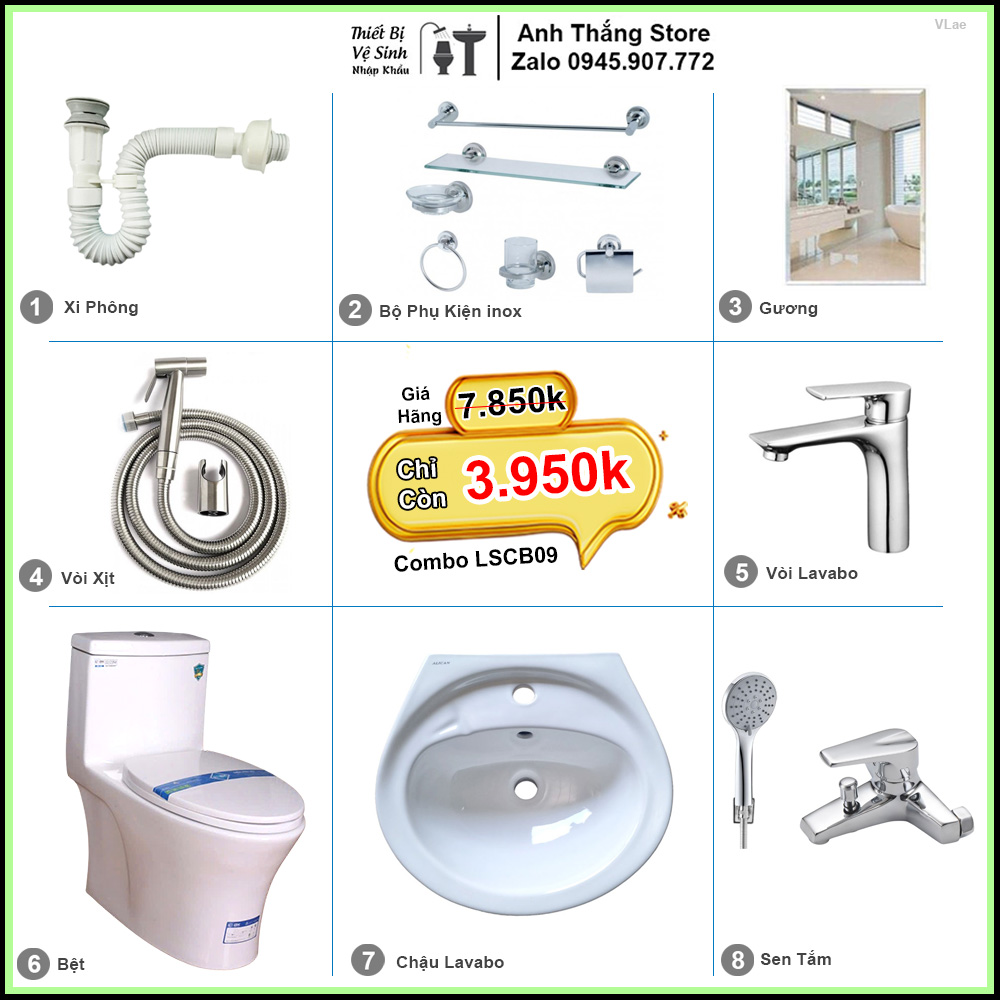 Combo Trọn Bộ Phòng Tắm Thiết Bị Vệ Sinh LSCB09