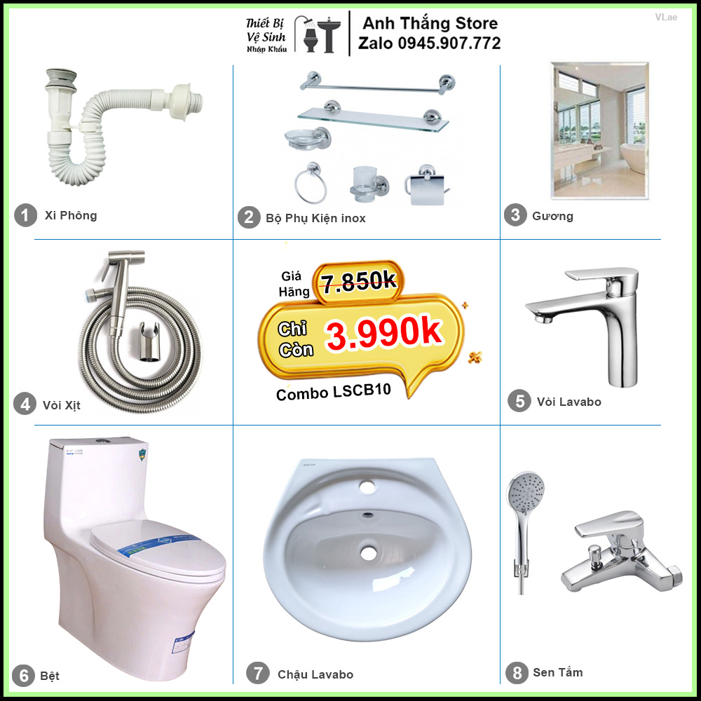 Combo Trọn Bộ Phòng Tắm Thiết Bị Vệ Sinh LSCB10